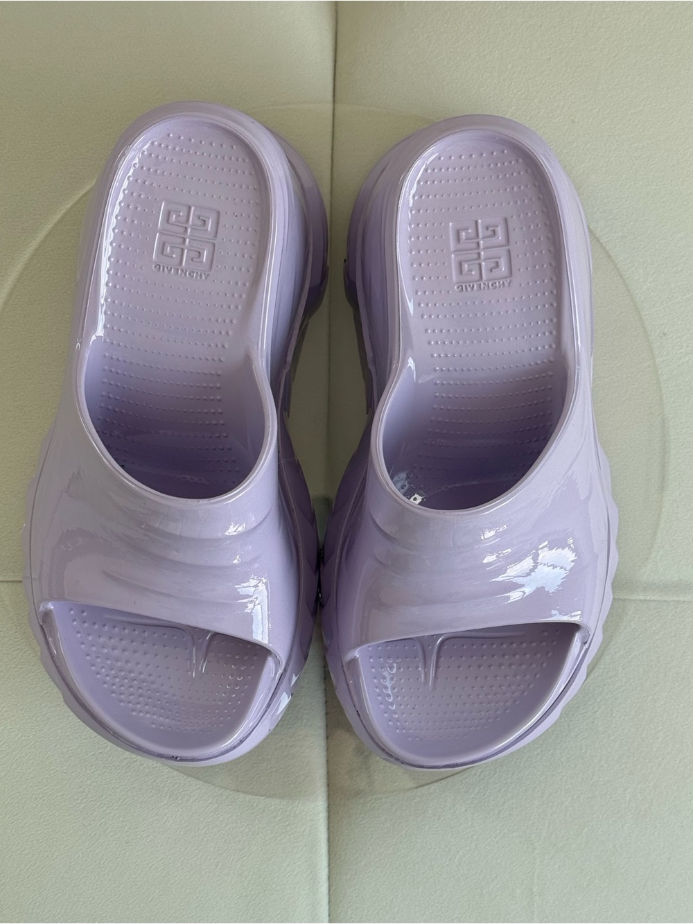 SOLD Givenchy Marshmallow Slider Wedges in Lilac - Picture 2 of 13